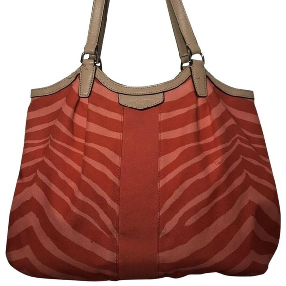 COACH Pink Animal Print Canvas Tote Bag - Picture 1 of 8